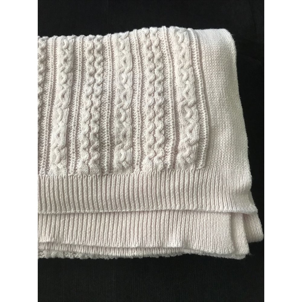 Simply Shabby Chic baby Blanket Pink‎ Cable Knit Weave 100% Cotton